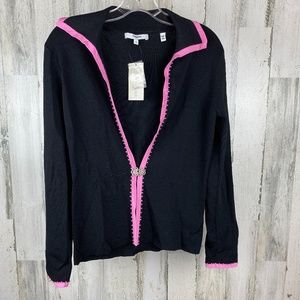 Vertigo Paris Black & Pink Cardigan Size Small NWT